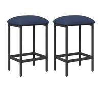 Owoxanthellate Set di 2 sgabelli da bar, blu, 40 x 32 x 74 cm, con cuscino | Moderno sgabello da bancone con cuscini e piedini regolabili per una maggiore stabilità al bar della cucina o all'isola di