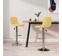 Owoxanthellate Set di 2 sgabelli da bar, colore giallo, regolabili in altezza, 42,5 x 45 x 84 - 105 cm, struttura cromata, rotazione a 360°, imbottiti, 100% poliestere, cucina, sala da pranzo