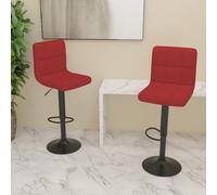 Owoxanthellate Set di 2 sgabelli da bar, colore rosso vino, 40 x 47 x 90 - 111 cm, altezza regolabile con molla a gas, sedia da bar girevole in tessuto e acciaio, robusto e comodo, per cucina, sala da