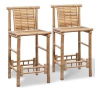Owoxanthellate Set di 2 sgabelli da bar in bambù con schienale, 70 cm | Sedie ergonomiche da bistrot con schienale alto per il vostro bar di casa, cucina o bancone dal design tropicale.