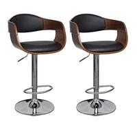 Owoxanthellate Set di 2 sgabelli da bar regolabili in altezza, in legno di buio, nero | Sgabello ergonomico con imbottitura e poggiapiedi, per cucina e sala da pranzo, regolabile in altezza da 61 a 83 cm.