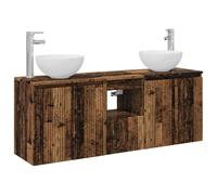 Owoxanthellate Set di 3 armadietti da bagno in legno anticato | Moderna combinazione di mobili da bagno da parete con ante pieghevoli a 90 gradi per il bagno. Fori per l'installazione