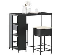 Owoxanthellate Set di 3 bar da giardino in rattan sintetico, resistente alle intemperie, 120 x 60 x 110 cm, con cuscino bianco crema, design moderno, struttura robusta per balcone, terrazza e giardino