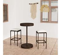 Owoxanthellate Set di 3 bar da giardino, marrone, 60,5 x 106 cm, con 2 sgabelli da bar, in rattan sintetico, resistente alle intemperie e salvaspazio, per piccoli balconi e mobili da terrazza