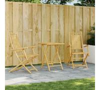 Owoxanthellate Set di 3 bistrelli pieghevoli in bambù, 55 × 55 × 75 cm, resistente alle intemperie, salvaspazio, per piccoli balconi, terrazze e verande