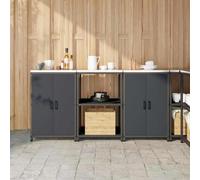 Owoxanthellate Set di 3 contenitori da cucina, colore antracite, 180 x 50 x 92 cm, in acciaio, design moderno, robusti e durevoli, per cucina, soggiorno, garage