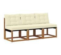 Owoxanthellate Set di 3 divani centrali da esterni in legno di acacia massiccio, modulare da giardino con cuscini, set di espansione flessibile per terrazza, balcone e giardino
