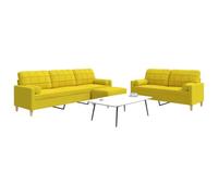 Owoxanthellate Set di 3 divani giallo chiaro in tessuto e metallo, 157 x 77 x 80 cm, piccolo moderno, con poggiapiedi e 4 cuscini decorativi per soggiorno e ufficio