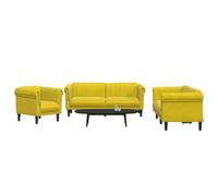 Owoxanthellate Set di 3 divani in velluto giallo 80/182/203 cm con base in legno massello, design moderno per piccoli soggiorni, set divano per Living Room Chillcorner