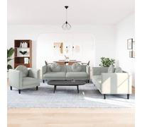 Owoxanthellate Set di 3 divani in velluto grigio chiaro, 71 x 77 x 70 cm fino a 193 cm di larghezza, design moderno con cuscini decorativi rotondi, comodi set di seduta per soggiorno, cucina e ufficio