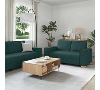 Owoxanthellate Set di 3 divani verde scuro in misto lino, 220 x 78 x 84 cm, design modulare, robusto e traspirante, per soggiorno, ufficio, camera degli ospiti