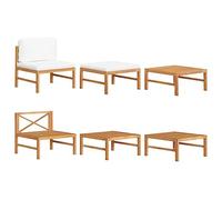 Owoxanthellate Set di 3 lounge da giardino, color crema, 63 x 66 x 60 cm, piccolo teak, resistente alle intemperie, con pouf e tavolo, per balcone, terrazza e giardino d'inverno