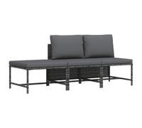 Owoxanthellate Set di 3 mini divani da giardino, grigio, 54 x 60 x 60 cm, resistente alle intemperie, in polyrattan, con cuscino antracite, design moderno, robusto e durevole, per balcone, terrazza