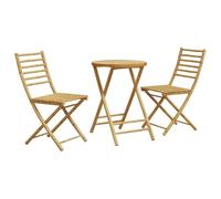 Owoxanthellate Set di 3 mobili da giardino in bambù, pieghevole, 55 x 75 cm, tavolo 43 x 54 x 88 cm, sedie 130 kg, robusto, resistente alle intemperie, salvaspazio, per piccoli balconi, terrazze e