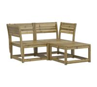 Owoxanthellate Set di 3 mobili da giardino in legno di pino impregnato in autoclave, 73 x 73 cm, design a doghe robuste, per esterni, divano e sgabello, modulare per terrazze, balconi e giardini