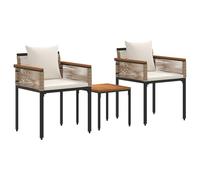 Owoxanthellate Set di 3 mobili da giardino in rattan sintetico, 58 x 54 x 74,5 cm, con cuscino, per balconi, terrazze, esterni, per piccoli balconi, giardino e giardino d'inverno