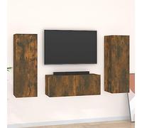 Owoxanthellate Set di 3 tavole basse per TV, 80 x 30 x 30 cm e 2 x 30,5 x 30 x 90 cm, montaggio a parete, in legno, design moderno, con spazio per soggiorno, camera da letto, corridoio