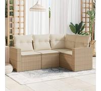 Owoxanthellate Set di 4 divani, beige, 62 x 62 x 69 cm, in rattan sintetico, resistente alle intemperie, con rivestimenti, piedi, spazio per giardino, terrazza, balcone
