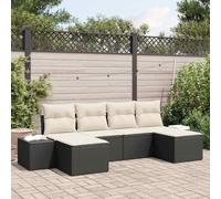 Owoxanthellate Set di 4 divani da giardino, colore nero, crema, 55 x 62 x 85 cm, resistente alle intemperie, in rattan sintetico, modulare, per esterni, per terrazze, balconi, giardini, con spazio e