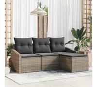 Owoxanthellate Set di 4 divani da giardino, grigio, 55 x 62 x 85 cm, in rattan sintetico, resistente alle intemperie, modulare, per terrazze, balconi e giardini d'inverno