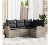 Owoxanthellate Set di 4 divani da giardino, grigio chiaro, 62 x 62 x 85 cm, in rattan sintetico, resistente alle intemperie, modulare, per esterni, terrazze, balcone, giardino, con borsa di copertura
