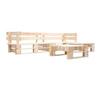 Owoxanthellate Set di 4 divani da giardino in legno naturale, 220 x 125 x 55 cm, in legno di pino impregnato in autoclave, resistente alle intemperie, salvaspazio, per terrazza, balcone, soggiorno