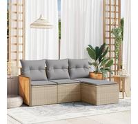 Owoxanthellate Set di 4 divani da giardino in polyrattan, 55 x 62 x 69 cm, resistente alle intemperie, con spazio di archiviazione e cuscino imbottito, design moderno, robusto, per balcone, terrazza e