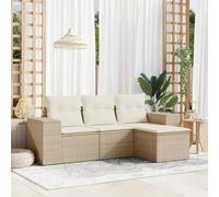 Owoxanthellate Set di 4 divani da giardino in polyrattan, 55 x 62 x 69 cm, resistente alle intemperie, con vano portaoggetti e cuscino, modulare per esterni, balcone, giardino e terrazza