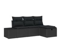 Owoxanthellate Set di 4 divani da giardino in polyrattan, modulari, con seduta e poggiapiedi, mobili da balcone per giardino, terrazza e esterni