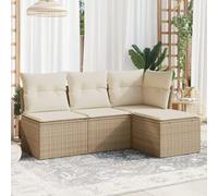 Owoxanthellate Set di 4 divani da giardino in rattan beige, 172 x 117 x 69 cm, resistente alle intemperie, per salone angolare, impermeabile