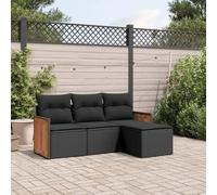 Owoxanthellate Set di 4 divani da giardino in rattan PE 55 x 62 x 69 cm, resistente alle intemperie, con imbottitura spessa e lavabile, struttura modulare per balcone, terrazza, giardino