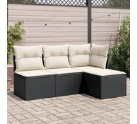 Owoxanthellate Set di 4 divani da giardino in rattan sintetico, 172 x 117 x 69 cm, resistente alle intemperie, con spazio e cuscino bianco crema, per balcone, terrazza e giardino