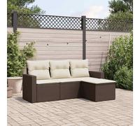 Owoxanthellate Set di 4 divani da giardino in rattan sintetico, 65,5 × 62 × 69 cm, modulare crema, resistente alle intemperie, terrazze, balcone