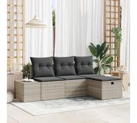 Owoxanthellate Set di 4 divani da giardino in rattan sintetico, colore grigio chiaro, 55 x 55 x 69 cm, design moderno, resistente alle intemperie, modulare, leggero, per terrazze, balconi, esterni
