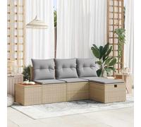 Owoxanthellate Set di 4 divani da giardino in rattan sintetico, con tavolino regolabile in altezza, 225 x 55 x 69 cm, con cuscino resistente alle intemperie e pouf per balcone, giardino, terrazza