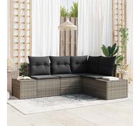Owoxanthellate Set di 4 divani da giardino in rattan sintetico, resistente agli agenti atmosferici, 62 x 62 x 69 cm, panchina angolare modulare con spazio per balcone, terrazza e giardino