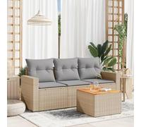 Owoxanthellate Set di 4 divani da giardino misti, 205 x 55 x 69 cm, in polyrattan, resistente alle intemperie, con tavolo in legno di acacia, impilabile, per balcone, terrazza e giardino d'inverno