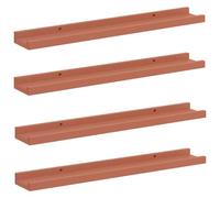 Owoxanthellate Set di 4 mensole da parete rosse, 60 x 9 x 3 cm, in legno, moderne mensole sospese, modulari, per soggiorno, camera da letto e ufficio, eleganti scaffali sospesi per decorazioni e libri