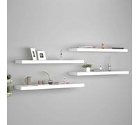 Owoxanthellate Set di 4 mensole sospese, colore bianco, 90 x 23,5 x 3,8 cm, a nido d'ape MDF, struttura in metallo, moderna libreria da parete sospesa, 10 kg per tavola, per soggiorno, cucina