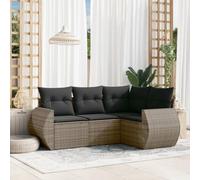 Owoxanthellate Set di 4 mobili da giardino grigio 62 x 62 x 69 cm in polyrattan resistente alle intemperie con cuscini spessi per terrazzo balcone soggiorno e giardino d'inverno