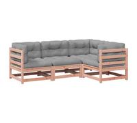 Owoxanthellate Set di 4 mobili da giardino in legno massiccio Douglasie, 70 x 70 cm, con cuscino grigio Oxford, resistente alle intemperie, per giardino, terrazza, balcone