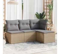 Owoxanthellate Set di 4 mobili da giardino in polyrattan beige, 172 x 117 x 69 cm, resistente ai raggi UV, resistente agli agenti atmosferici, design moderno per balcone, terrazza e giardino d'inverno