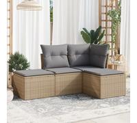Owoxanthellate Set di 4 mobili da giardino in rattan beige, 62 x 62 x 69 cm, con spesso cuscino in poliestere, modulare, per balcone, terrazza, giardino d'inverno