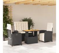 Owoxanthellate Set di 4 mobili da giardino in rattan sintetico, nero, pieghevole, con funzione di sollevamento, resistente alle intemperie, per balcone, terrazza o piccoli giardini