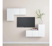 Owoxanthellate Set di 4 mobili per TV in legno bianco, 30,5 x 30 x 60 cm e 60 x 30 x 30 cm, montaggio a parete, design moderno, per soggiorno, camera da letto, corridoio
