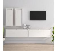 Owoxanthellate Set di 4 mobili per TV, in legno massello bianco, 100 x 30 x 35/30 x 30 x 80 cm, moderna credenza con pensile, durevole, per soggiorno e camera da letto