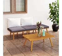 Owoxanthellate Set di 4 salone da giardino in legno di acacia, 90 x 55 x 35 cm, resistente alle intemperie, con cuscini spessi, design moderno, robusto e durevole, per terrazza, giardino e piccoli