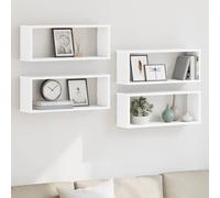 Owoxanthellate Set di 4 scaffali da parete, colore bianco, 60 x 15 x 23 cm, in legno dal design moderno, robusti, per decorazione da parete, libreria, cucina, soggiorno, corridoio, camera da letto