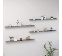 Owoxanthellate Set di 4 scaffali da parete, grigio, 115 x 9 x 3 cm, in MDF, con portata di 5 kg, design moderno, robusto e durevole, per soggiorno, cucina, camera da letto