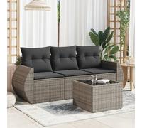 Owoxanthellate Set di 4 tavolini da giardino in polyrattan grigio Loveseat, 55 x 62 x 69 cm, resistente ai raggi UV, resistente alle intemperie, modulare per terrazze, balconi e verande d'inverno